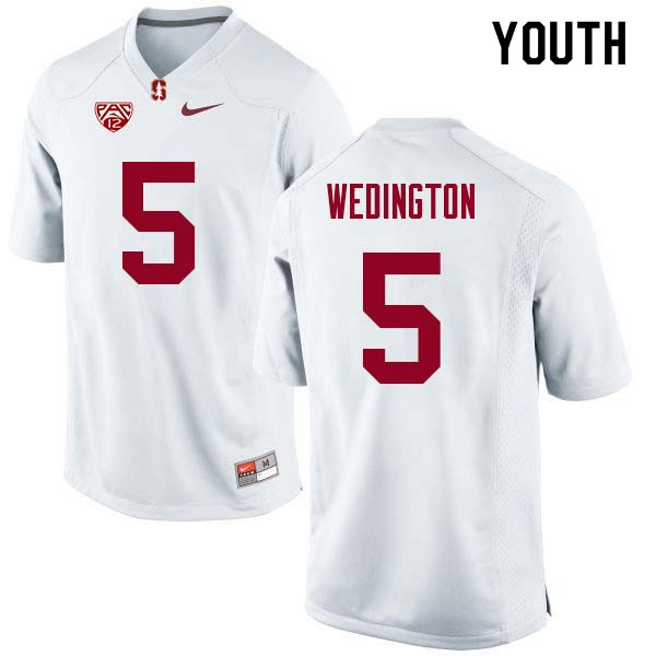 Youth Stanford Cardinal #5 Connor Wedington College Football Jerseys Sale-White - Click Image to Close